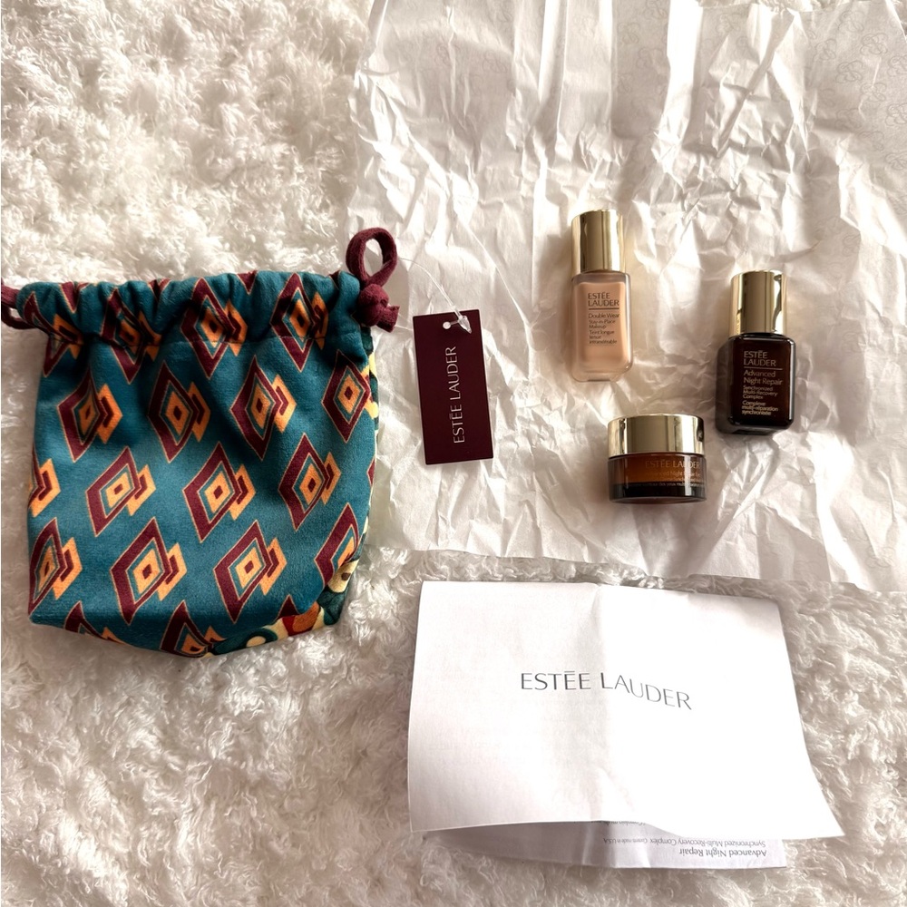 New Estee Lauder Skincare with Patterned Pouch
